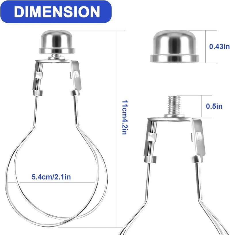 OMOBANU Antique Silver Clip on Lampshade Adapter, Lamp Shade Light Bulb Holder Includes Lamps Finials, Lampshade Levellers, Clip on Lamp Shade, Metal Shade Decorative Holder Furniture Lighting - Image 2